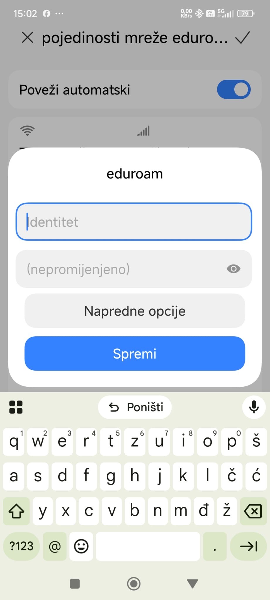 Android eduroam – Napredne opcije